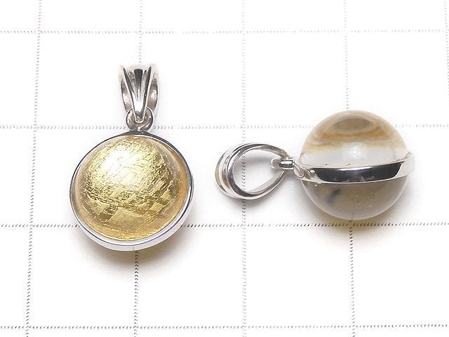 Meteoriten (Muonionalusta) Anhänger rund 10 mm Gelbgold Silber 925