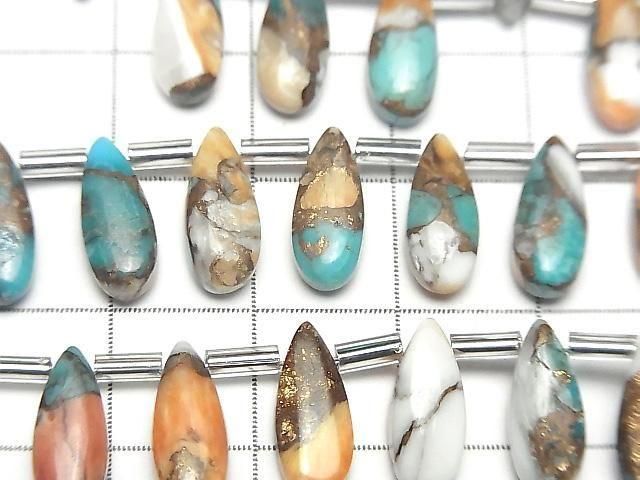 銅氨石(Oyster Copper Turquoise),梨形(素面),12x5毫米半串或1串珠子(12顆)