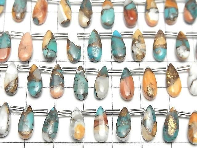 銅氨石(Oyster Copper Turquoise),梨形(素面),12x5毫米半串或1串珠子(12顆)
