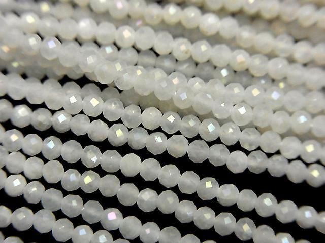 Hochwertig! Weißer Mondstein AAA facettiert Rund 2mm AB-Beschichtung 1 Strang Perlen (ca. 15 Zoll / 36cm)