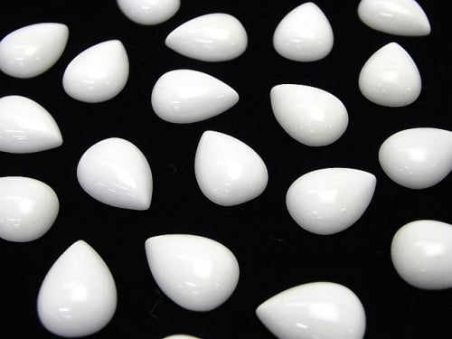 Weißer Onyx AAA Birnenform Cabochon 14x10mm 2 Stück