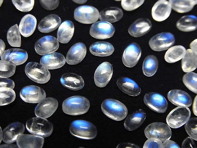 Hochwertiger Regenbogen-Mondstein AAA Oval Cabochon 5x3mm 5 Stück