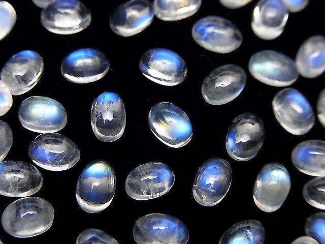 Hochwertiger Regenbogen-Mondstein AAA Oval Cabochon 6x4mm 5 Stück