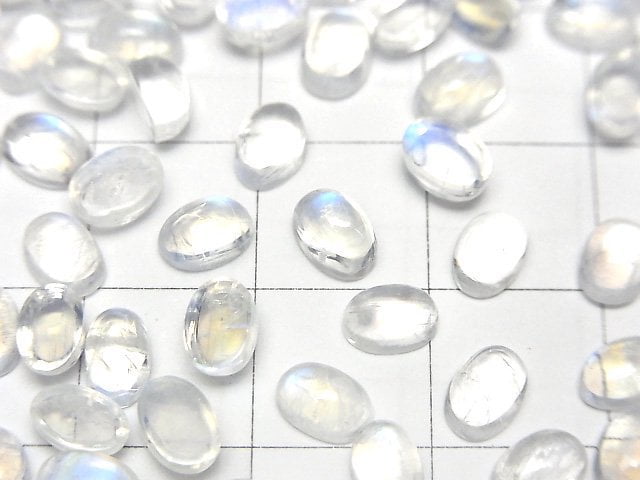 Hochwertiger Regenbogen-Mondstein AAA Oval Cabochon 6x4mm 5 Stück