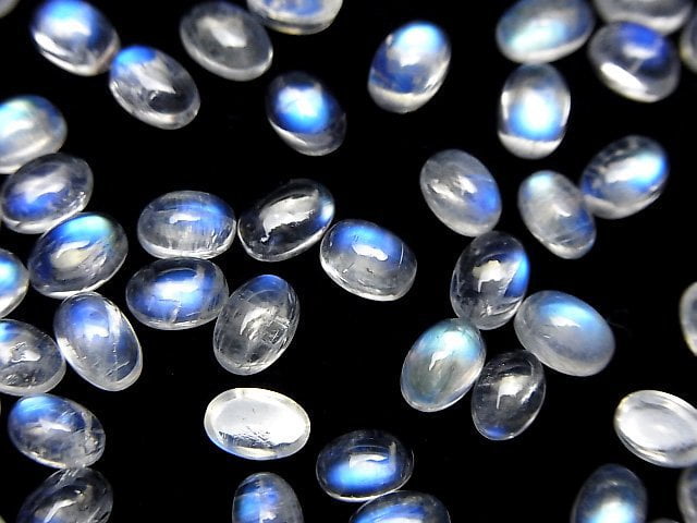 Hochwertiger Regenbogen-Mondstein AAA Oval Cabochon 6x4mm 5 Stück