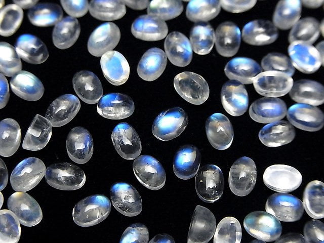 Hochwertiger Regenbogen-Mondstein AAA Oval Cabochon 6x4mm 5 Stück