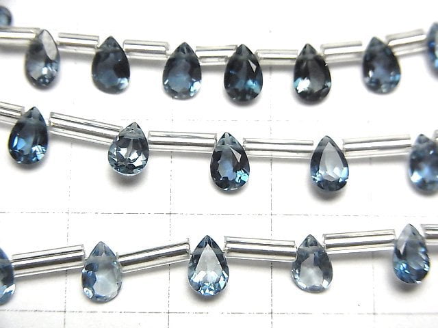 Hochwertiger London Blue Topas AAA Birnenform facettiert 6x4mm 1strang Perlen (8 Stück)