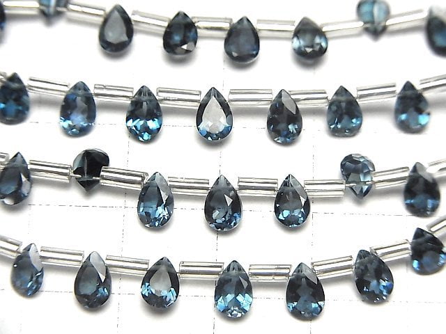 Hochwertiger London Blue Topas AAA Birnenform facettiert 6x4mm 1strang Perlen (8 Stück)