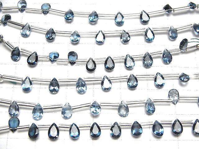 Hochwertiger London Blue Topas AAA Birnenform facettiert 6x4mm 1strang Perlen (8 Stück)