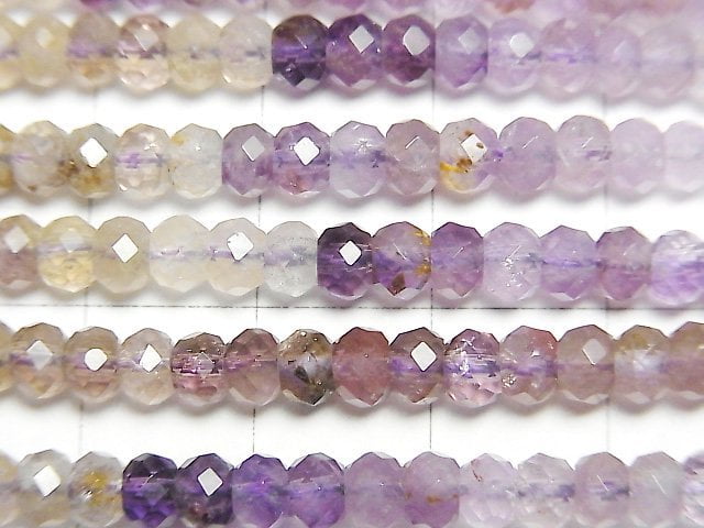 Hochwertig! Cacoxenit in Quarz facettierte Knopf-Rondelle 4x4x2mm Amethystfarbe 1strang Perlen (ca. 15 Zoll / 38 cm)