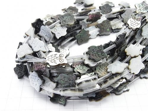 High Quality Black Shell (Black-lip Oyster)AAA Owl Shape half or 1strand (Approx 12pcs)