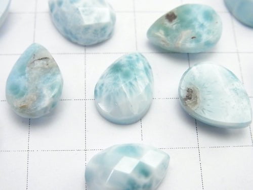 Larimar Pectolite AAA- Pear shape Faceted Cabochon 14x10mm 2pcs $34.99!