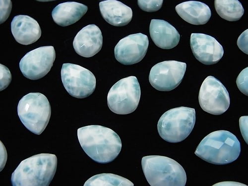 Larimar Pectolite AAA- Pear shape Faceted Cabochon 14x10mm 2pcs $34.99!