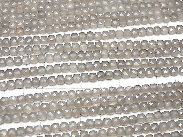High Quality! Gray Onyx Cube Shape 4x4x4mm 1strand beads (aprx.15inch/37cm)