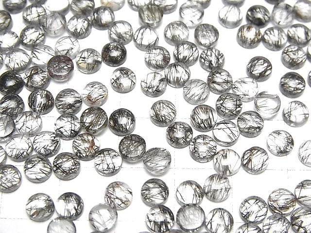 Hochwertiger Turmalin-Quarz AAA- Runde Cabochon 5x5mm 5 Stück