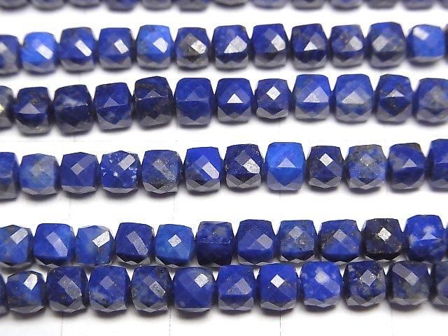青金石 AA++ 立方體形狀 4x4x4mm 半串珠或一串珠 (約 15 英寸/37 厘米) 高品質!