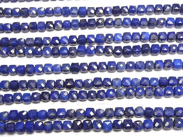 青金石 AA++ 立方體形狀 4x4x4mm 半串珠或一串珠 (約 15 英寸/37 厘米) 高品質!