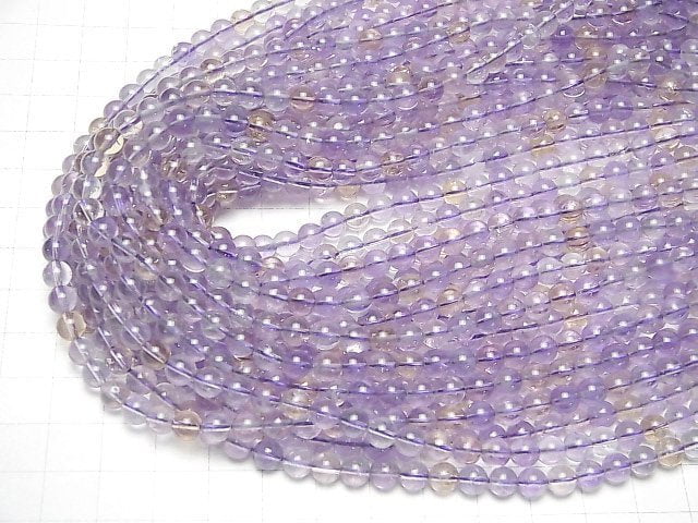 PinkAmethyst xCitrine AA++ Round 6mm 1strand beads (aprx.15inch/38cm)