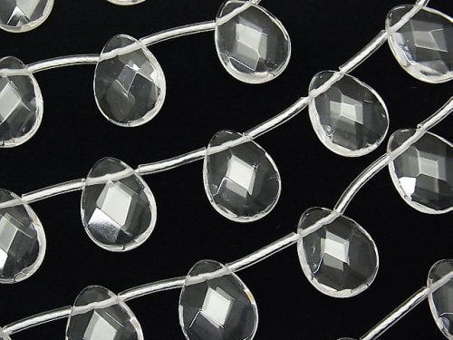 Crystal Quartz, Faceted Briolette, Pear Shape Gemstone Beads