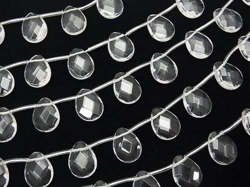 Kristall AAA- Birnenform facettierte Briolette 16x12x6mm halbe oder 1 Strang Perlen (ca. 15 Zoll / 36 cm)