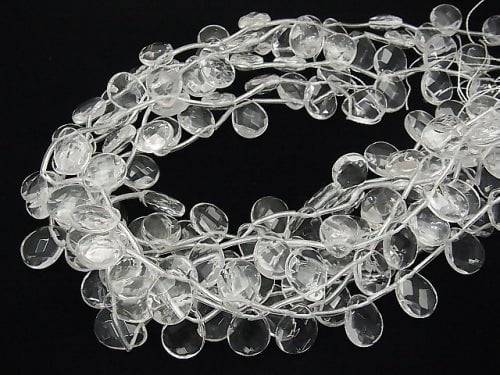 Kristall AAA- Birnenform facettierte Briolette 16x12x6mm halbe oder 1 Strang Perlen (ca. 15 Zoll / 36 cm)