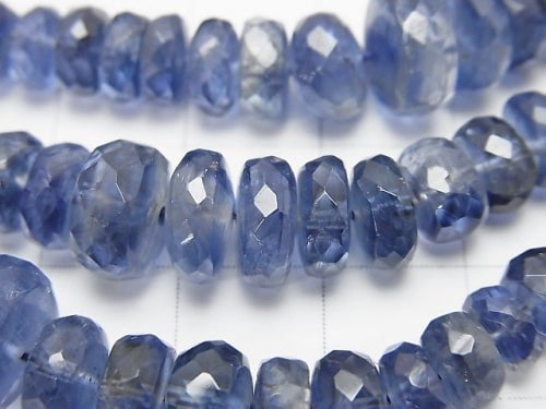 1strand $117.99! High Quality Kyanite AAA- Faceted Button Rondelle 1strand beads (aprx.15inch/38cm)