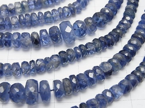 1strand $117.99! High Quality Kyanite AAA- Faceted Button Rondelle 1strand beads (aprx.15inch/38cm)