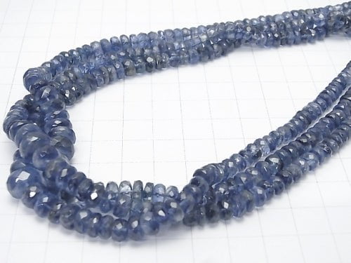 1strand $117.99! High Quality Kyanite AAA- Faceted Button Rondelle 1strand beads (aprx.15inch/38cm)