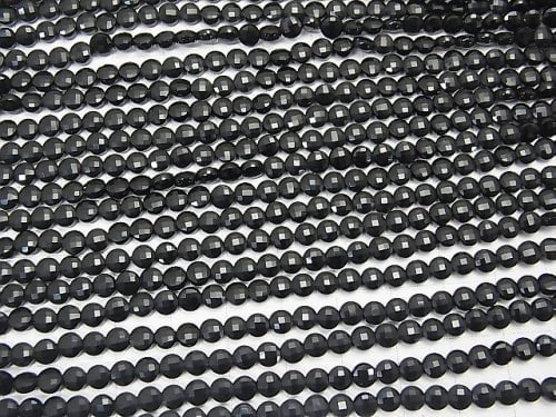 High Quality! 1strand $6.79! Onyx AAA Faceted Coin 4x4x2mm 1strand beads (aprx.15inch/38cm)
