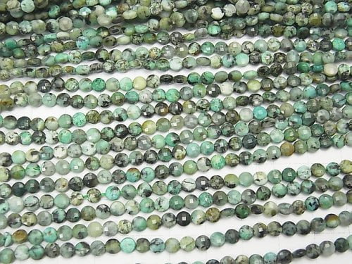 High Quality! 1strand $7.79! African Turquoise Faceted Coin 4x4x2mm 1strand beads (aprx.15inch/37cm)