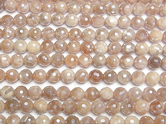 Orange Mondstein AA++ 128 Facettierte Runde 8mm Beschichtet 1 Strang Perlen (ca. 14 Zoll / 35 cm)