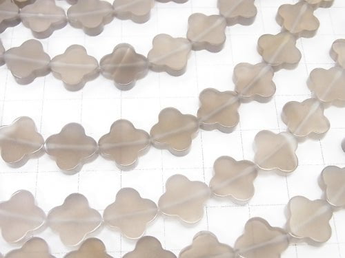 Gray Onyx Flower Motif 12x12x3mm half or 1strand beads (aprx.15inch / 36cm)
