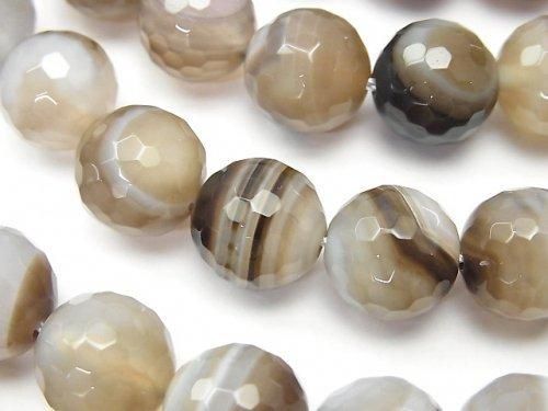 棕紋瑪瑙 AAA 128切面圓珠 12mm 1串 (約15英吋/36公分)