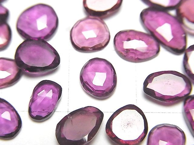 Hochwertiger Rhodolith Granat AAA- Lose Steine Freiform Einseitig Rose Cut 5Stück