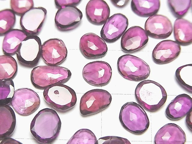 Hochwertiger Rhodolith Granat AAA- Lose Steine Freiform Einseitig Rose Cut 5Stück
