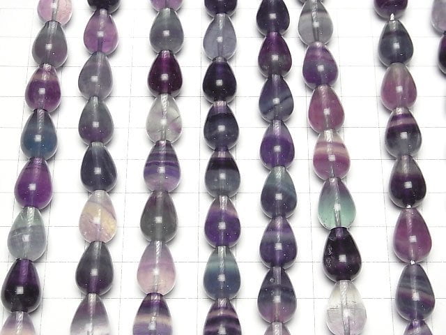 Mongolischer Multicolor-Fluorit AAA Vertikales Loch Tropfen (glatt) 14x10x10mm halb oder 1strang Perlen (ca. 15 Zoll/37 cm)