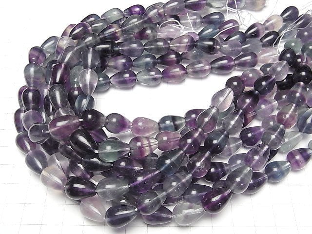 Mongolischer Multicolor-Fluorit AAA Vertikales Loch Tropfen (glatt) 14x10x10mm halb oder 1strang Perlen (ca. 15 Zoll/37 cm)