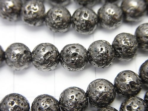 1strand $4.79! Lava Round 6mm Black Color Coating 1strand beads (aprx.14inch / 35cm)
