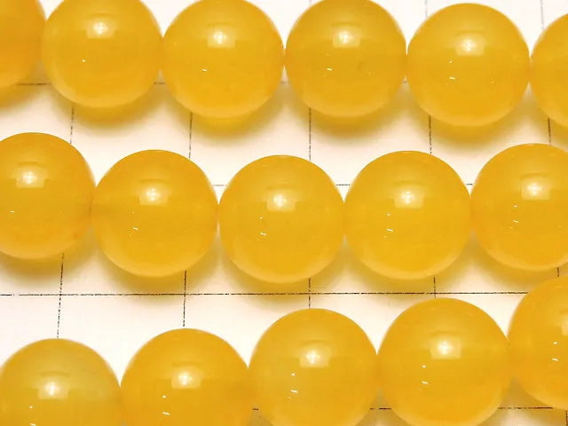 Yellow Color Chalcedony Round 10mm 1strand beads (aprx.15inch / 35cm)