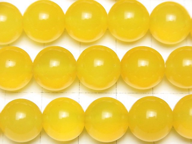 Yellow color Chalcedony Round 12mm 1strand beads (aprx.15inch / 36cm)