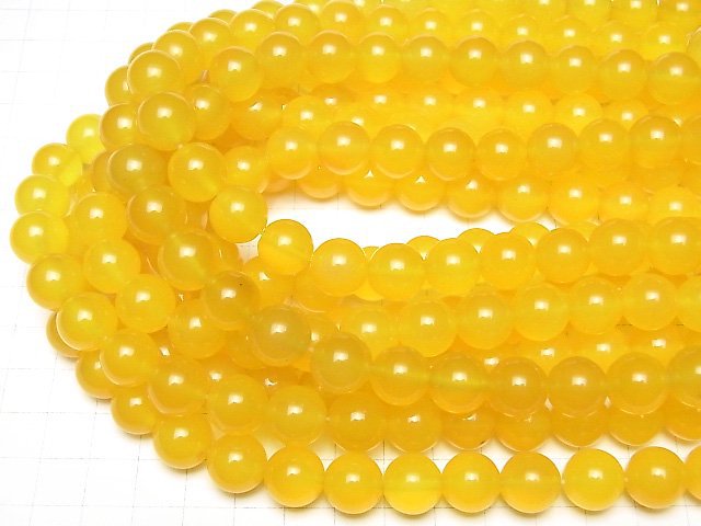 Yellow color Chalcedony Round 12mm 1strand beads (aprx.15inch / 36cm)