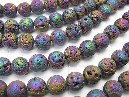 1strand $6.79! Lava Round 10mm Rainbow Color Coating 1strand beads (aprx.14inch / 35cm)