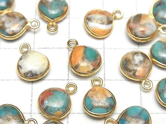 Oyster Copper Turquoise Bezel Setting Chestnut 9x9mm 18KGP 3pcs