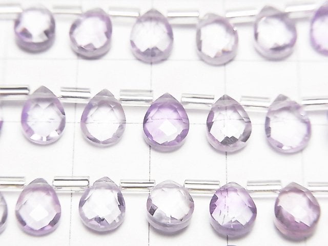 Hochwertiger Amethyst AAA Tropfenform Facettierte Briolette 8x6mm halb oder 1strang Perlen (22 Stück)