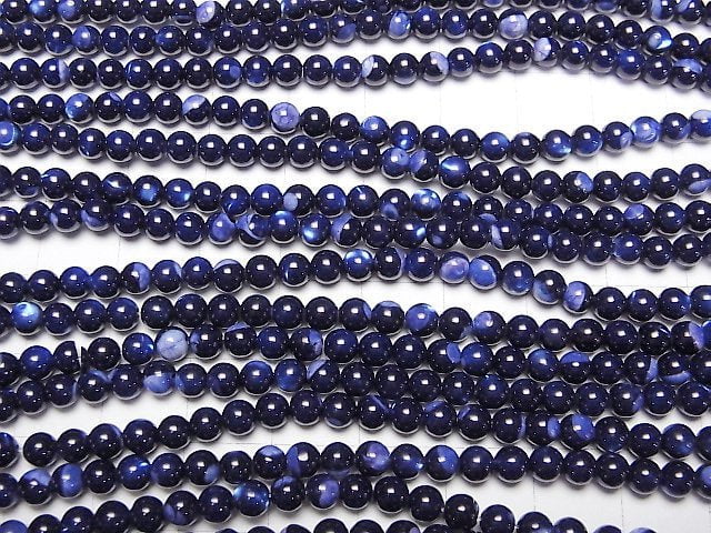 Perlmutt MOP Blau Rund 4mm 1strang Perlen (ca. 15 Zoll / 38 cm)