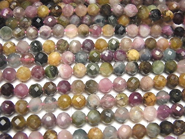 Hochwertig! Multicolor Turmalin AA Facettiert Rund 6mm Schwach 1strang Perlen (ca. 15inch / 38cm)