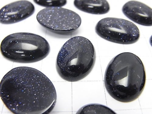 Blue Golden Sand Stone Oval Cabochon 18x13mm 2pcs