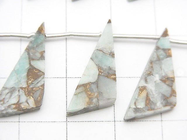 Copper Amazonite AAA Flat Triangle 22x8mm half or 1strand (8pcs )