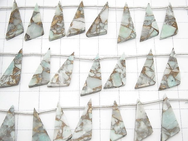 Copper Amazonite AAA Flat Triangle 22x8mm half or 1strand (8pcs )