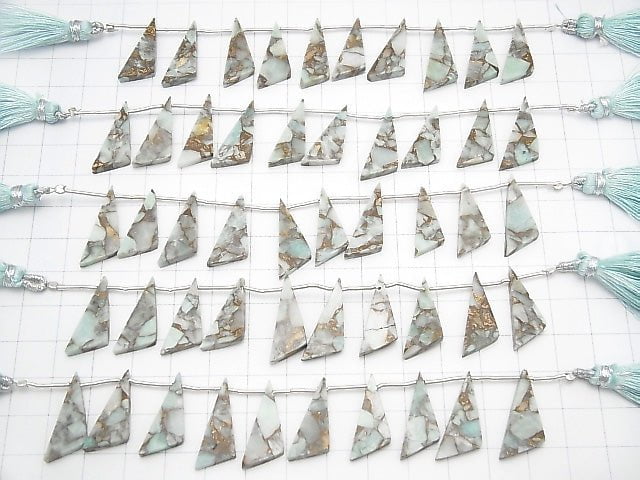 Copper Amazonite AAA Flat Triangle 22x8mm half or 1strand (8pcs )